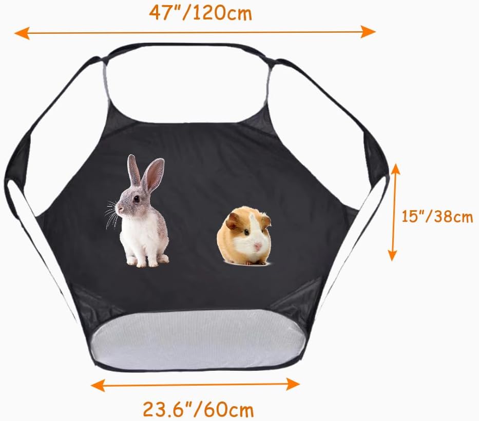 Small Animals Tent, Breathable Transparent Pet Playpen Pop Open Outdoor/Indoor Exercise Fence - Black / Backpack+Playpen - image 2