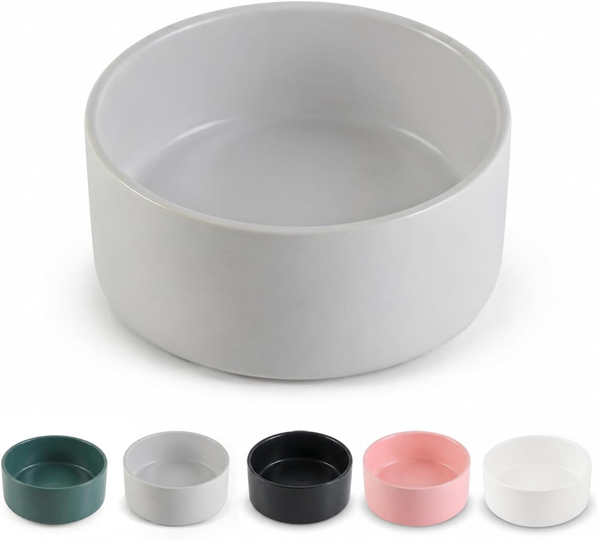 Ceramic Dog Bowl for Food and Water - Medium / Grey