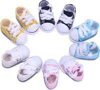 YIJING five pairs of handmade canvas sneakers for 18 inch dolls