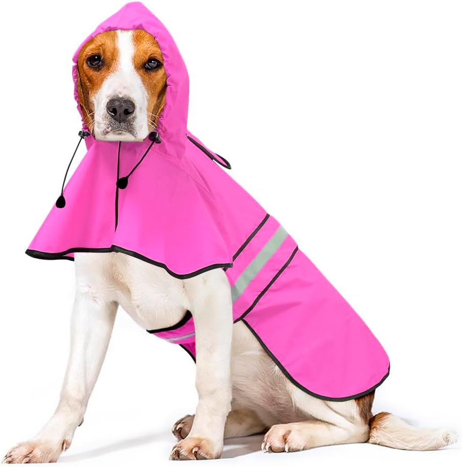 Waterproof Dog Raincoat, Adjustable Pet Rain Coats - Pink / X-Large - image 2