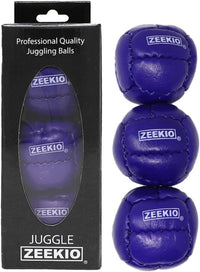 Zeekio Galaxy 12 panel leather juggling balls, pack of 3 in dark blue - view 4