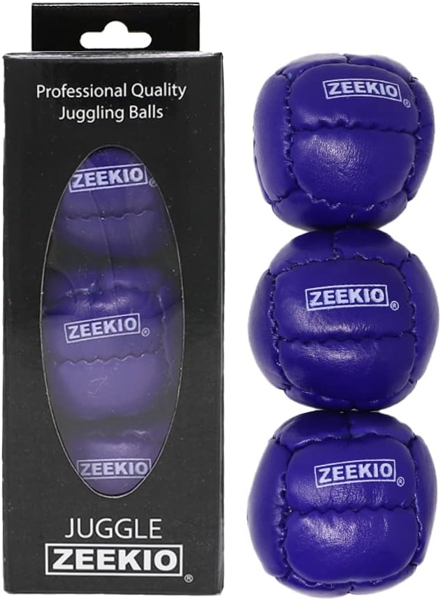 Zeekio Galaxy 12 panel leather juggling balls, pack of 3 in dark blue - view 4