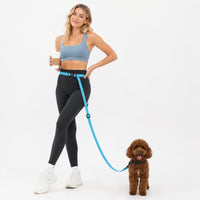 Kazazoo Hands-Free Dog Leash Adjustable Length 5-8 Ft - Sky Blue / M