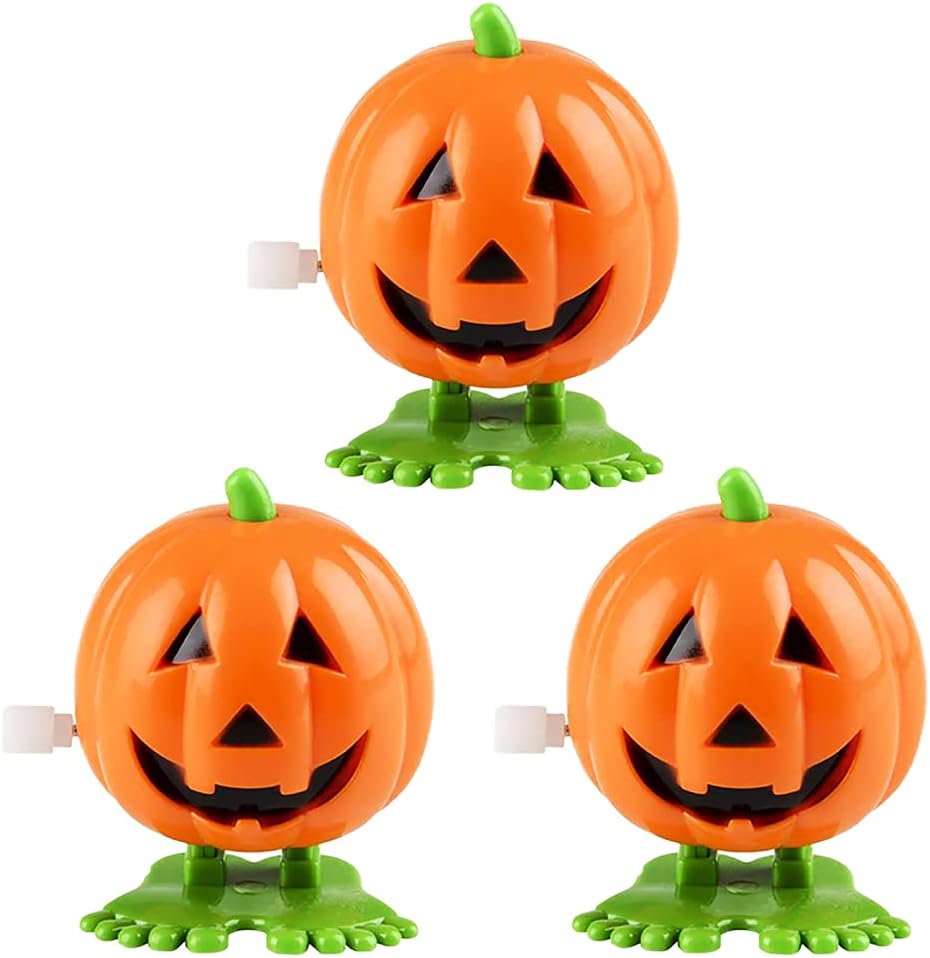 The Dreidel Company 2 inch Halloween pumpkin wind-up toys, 3 pack - view 6