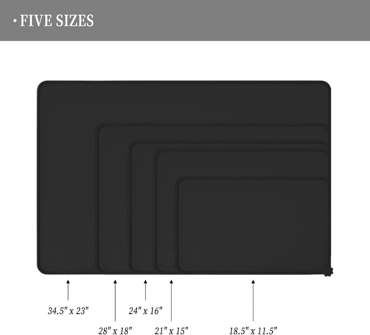 Reopet Silicone Pet Feeding Mat - Charcoal / 28" x 18" - image 2
