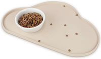 Silicone Pet Placemat for Dogs and Cats - 18.8"L x 11.7"W / Beige