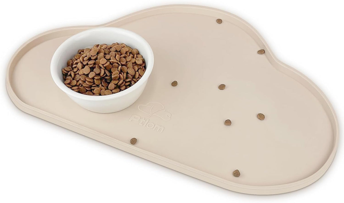 Silicone Pet Placemat for Dogs and Cats - 18.8"L x 11.7"W / Beige