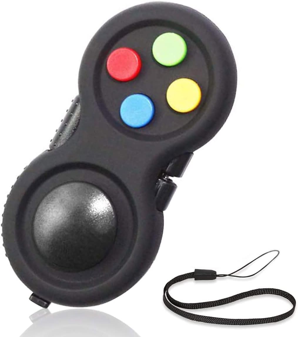 UOOEFUN fidget controller pad with joystick, buttons and gear roller, black and green - view 4