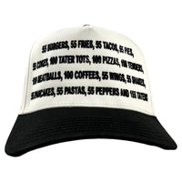 55 Burgers 55 Fries Pay It Forward Black/White SnapBack I Think You Should Leave custom embroidered