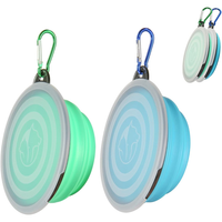 Collapsible Bowl With Cover Lids,2 Pack Dog Travel Bowls Portable Foldable Cat Water Dish Bowl For Pets Walking Parking 