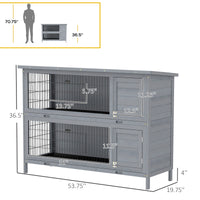 54" 2-Story Large Rabbit Hutch Bunny Cage Wooden Pet House Small Animal Habitat with Lockable Doors, No Leak Tray and wa