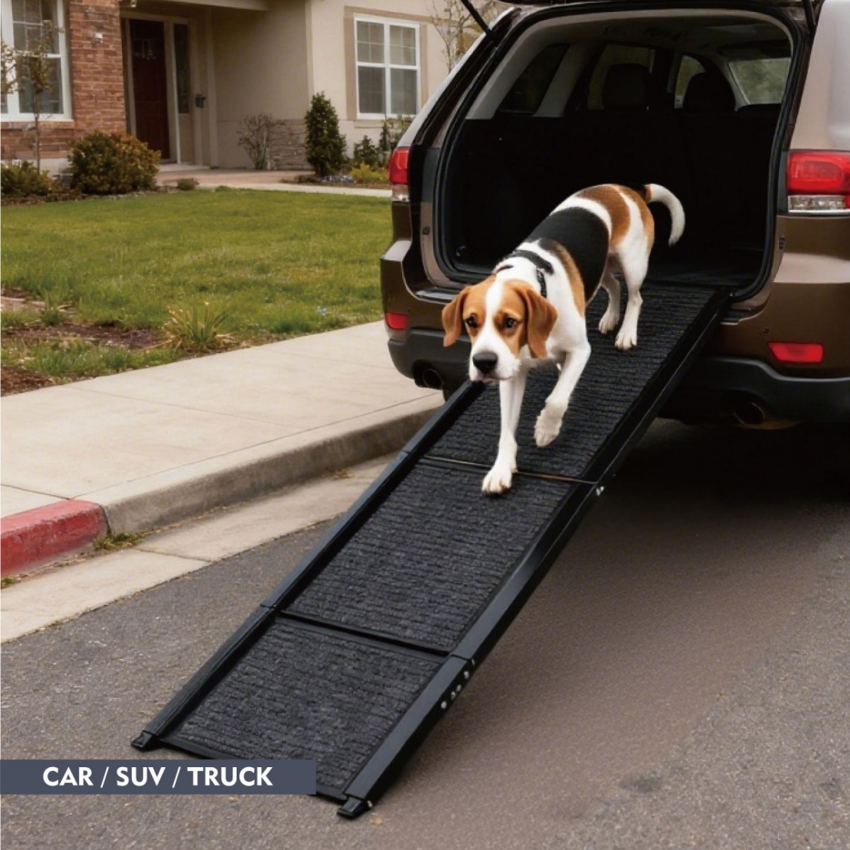 Dog Ramp For Car 65inchX17.2inch Large Folding Pet Stair Ramps For Truck, SUV, With Non-Slip Surface, Up To 250LBS, Outd