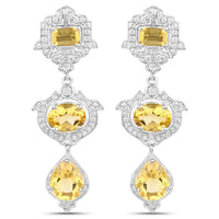 6.63 Carat Genuine Citrine and White Topaz .925 Sterling Silver Earrings