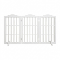 Wooden Freestanding Foldable Pet Gate for Dogs, 30 inch 3 Panels Step Over Fence, Dog Gate for The House, Doorway