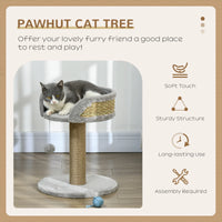 Cat Tree with Scratching Post, Toy Ball, Perch, Small Cat Tower for Indoor Cats - 16" x 16" x 19", Grey