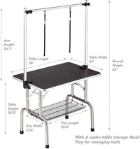 36" Professional Dog Pet Grooming Table Adjustable Heavy Duty Portable w/Arm & Noose & Mesh Tray