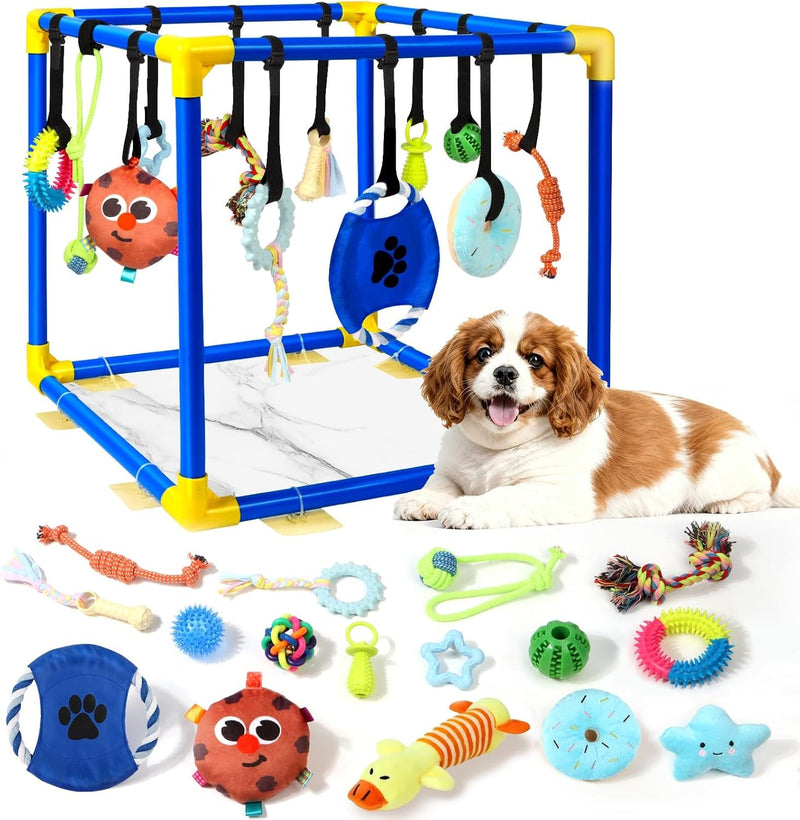 Interactive Puppy Play Gym with 16 Toys Dog Enrichment Activity Center-Pet Toys-BIG FRENCHIES-Wags & Whiskers Pet Supply