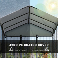 5.9 x 5.9 x 6 Outdoor Dog Kennel with Roof, Rotating & 4-Level Adjustable Bowls