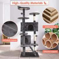Ultimate 54-Inch Double Condo Cat Tree Tower with Scratching Post & Cozy Perch for Indoor Cats - Stylish Ashy Design - BIG FRENCHIES