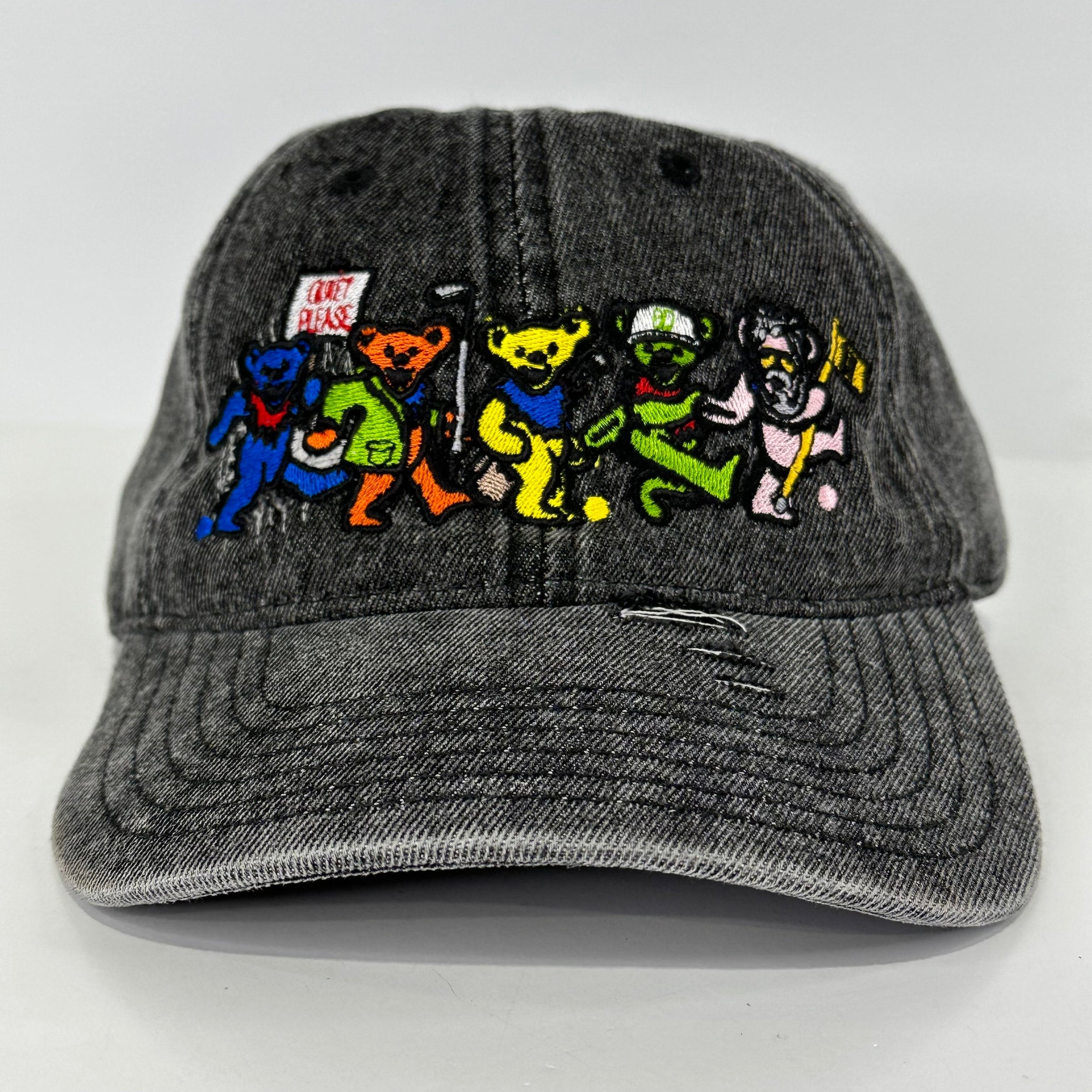 Golf Bears GD Distressed Stonewash Strapback 6 Panel Dad Hat Cap ￼Custom Embroidered