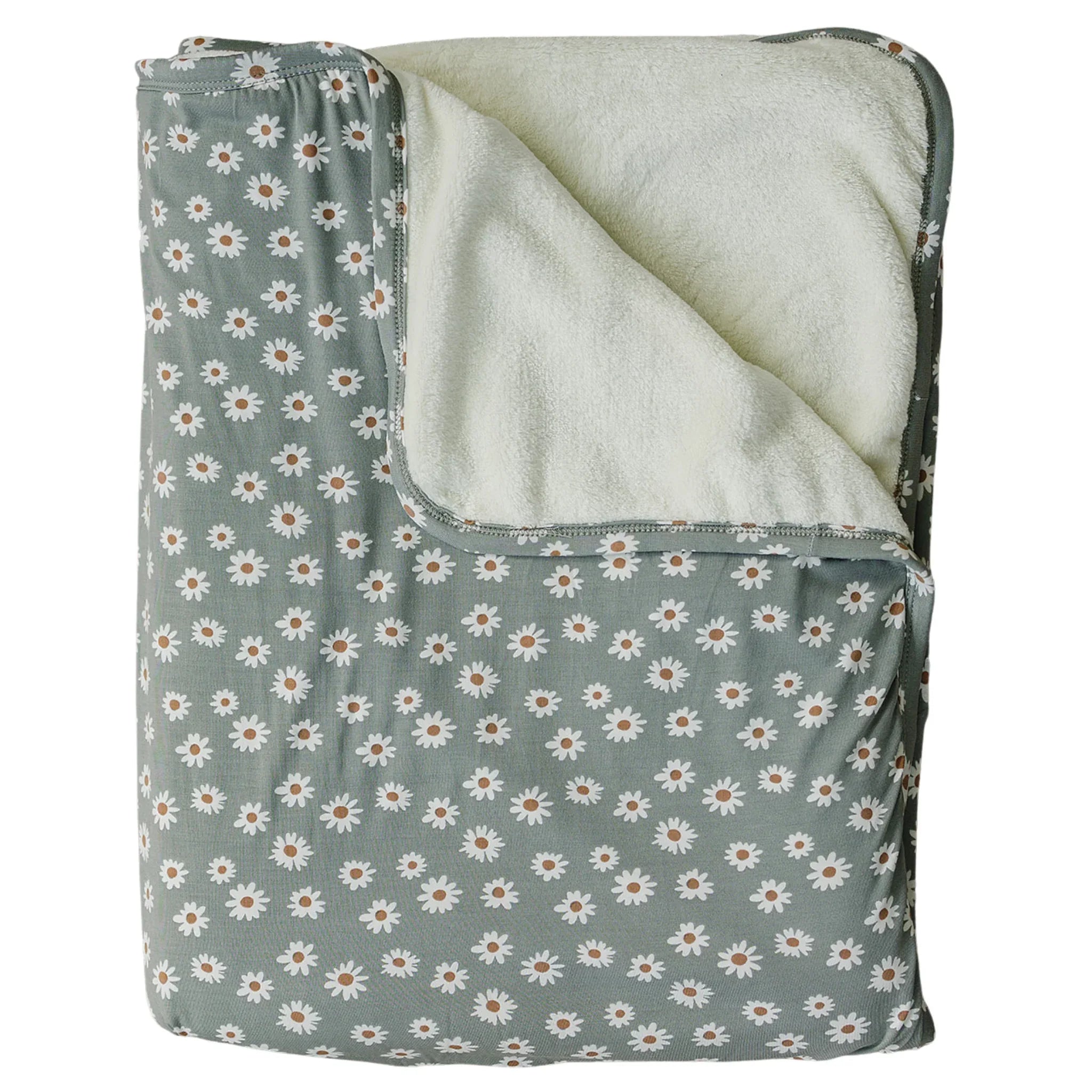 Light Green Daisy Bamboo Fleece Quilt - BIG FRENCHIES
