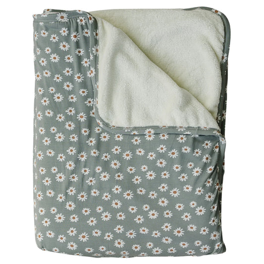 Light Green Daisy Bamboo Fleece Quilt - BIG FRENCHIES