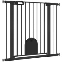 30"-41" Extra Wide Pet Gate Barrier with Small Door, 35"H Dog Gate with Safety Gate Barrier, Stair Pressure Fit, Black