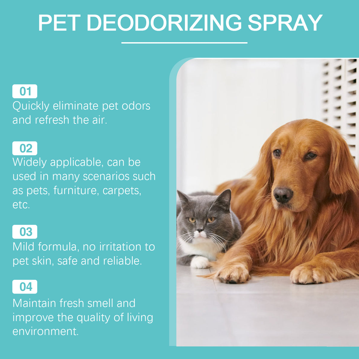 Pet Deodorant Spray, Gentle Pet Odor Eliminator For Dogs & Cats, Instantly Remove Bad Smell For Pet Bedding, Carpet & Ho