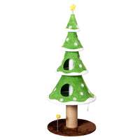 59in Large Tall Christmas Tree Cat Tower with 2 Cat Condos & Scratching Post, Soft Fleece Cat Tree with Teaser Toy & Stu