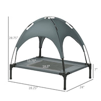 Elevated Dog Bed with Removable Canopy, Outdoor Dog Cot with UV Protection Canopy Shade, 30 inch Pet Bed for Camping, Gr