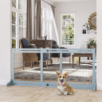 71" W x 27.25" H Extra Wide Freestanding Pet Gate with Adjustable Length Dog, Cat, Barrier for House, Doorway, Hallway, 