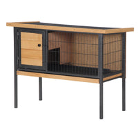 PawHut Rabbit Hutch Elevated Bunny Cage Small Animal Habitat With Metal Frame, No Leak Tray, Metal Wire Pan, Openable Wa