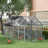 Large Chicken Coop With Nesting Box, Water-Resistant And Anti-UV Cover For 8-12 Chickens, GrayMultiple Packages Shipped.