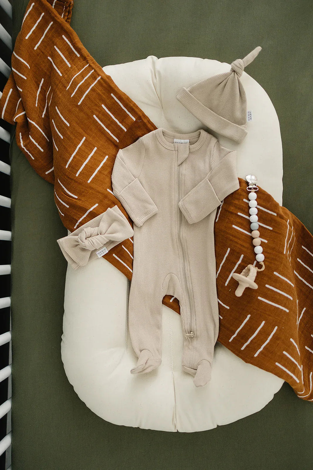 Olive Bamboo Stretch Crib Sheet - BIG FRENCHIES