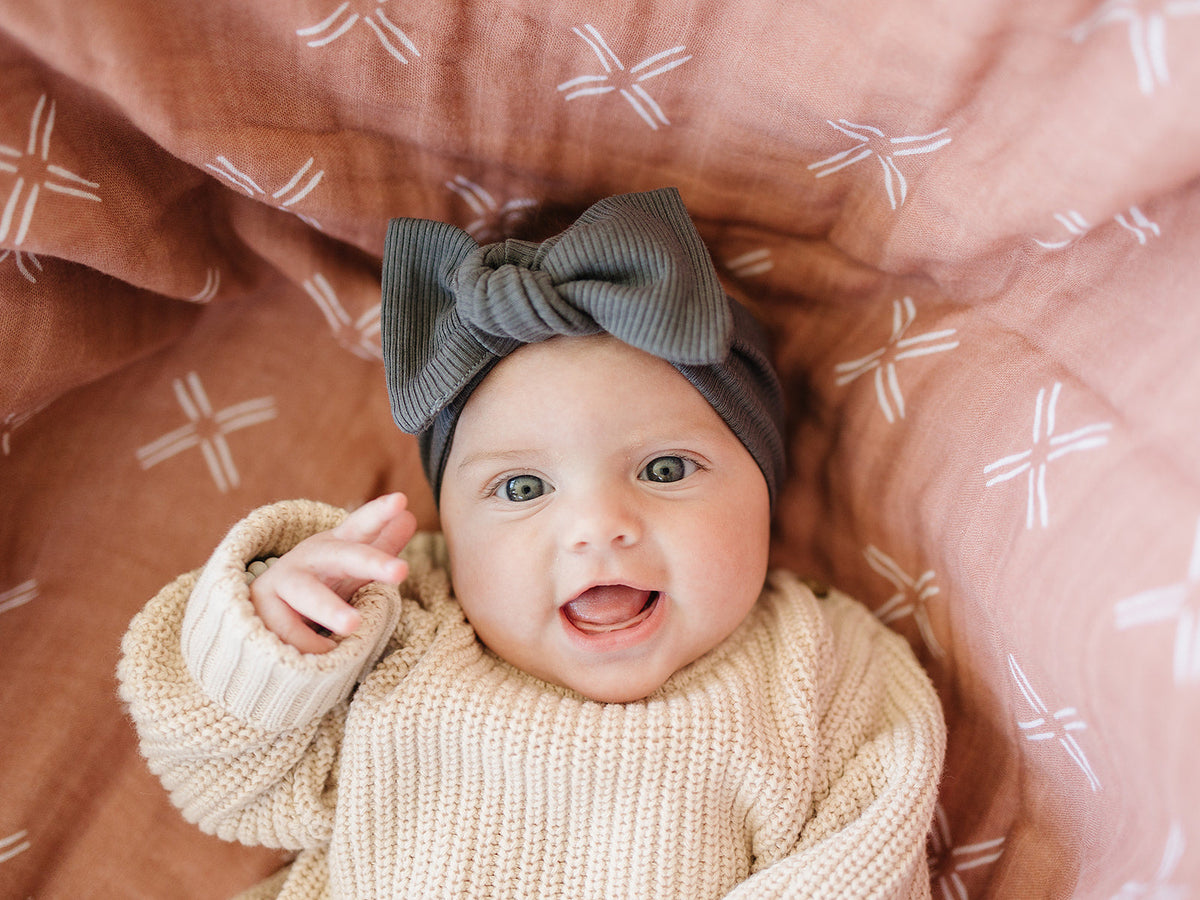 Charcoal Organic Cotton Ribbed Head Wrap - BIG FRENCHIES
