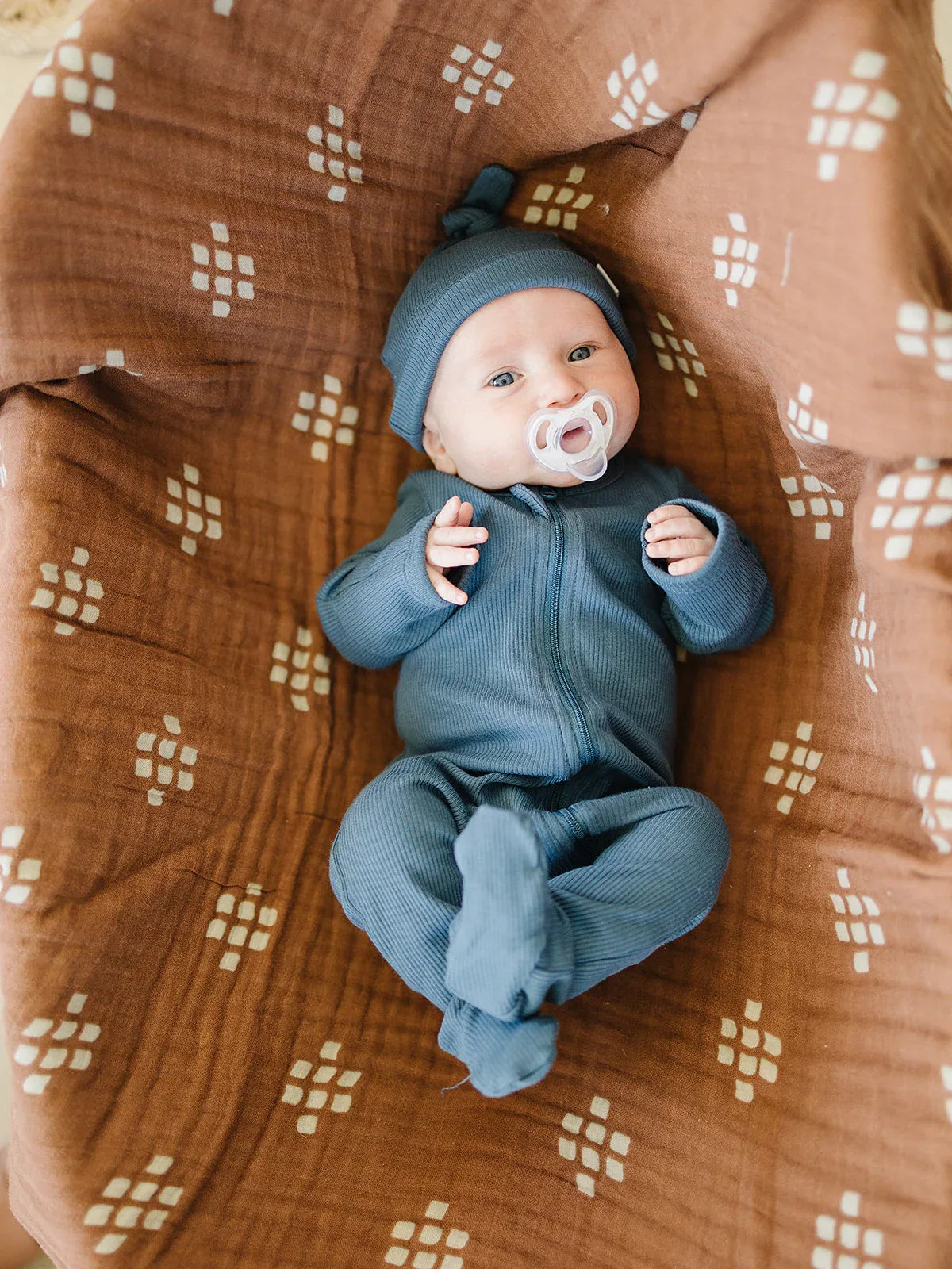 Navy Organic Cotton Ribbed Zipper - BIG FRENCHIES
