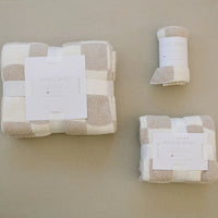 Taupe Checkered Plush Blanket - BIG FRENCHIES