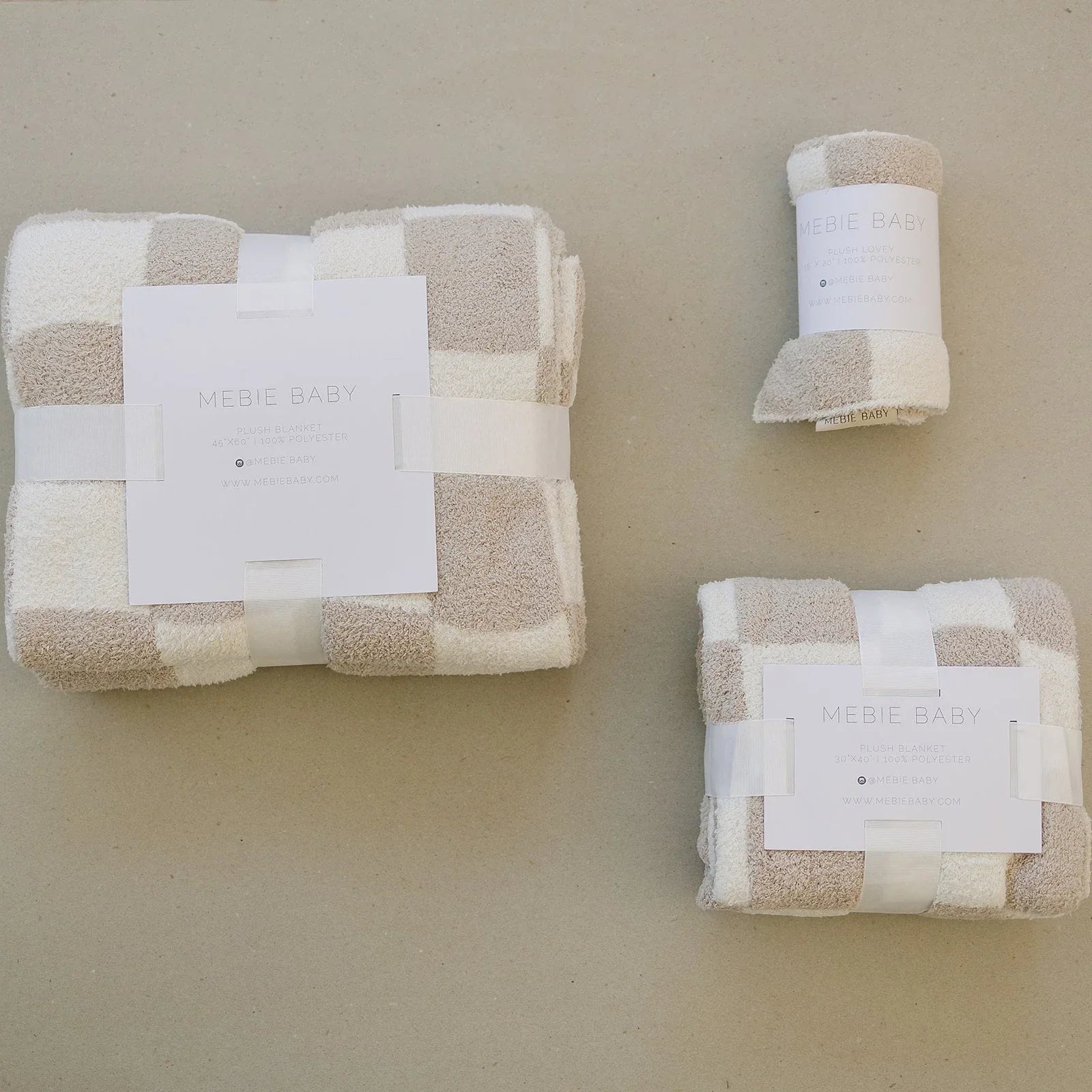 Taupe Checkered Plush Blanket - BIG FRENCHIES