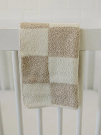 Taupe Checkered Plush Blanket - BIG FRENCHIES