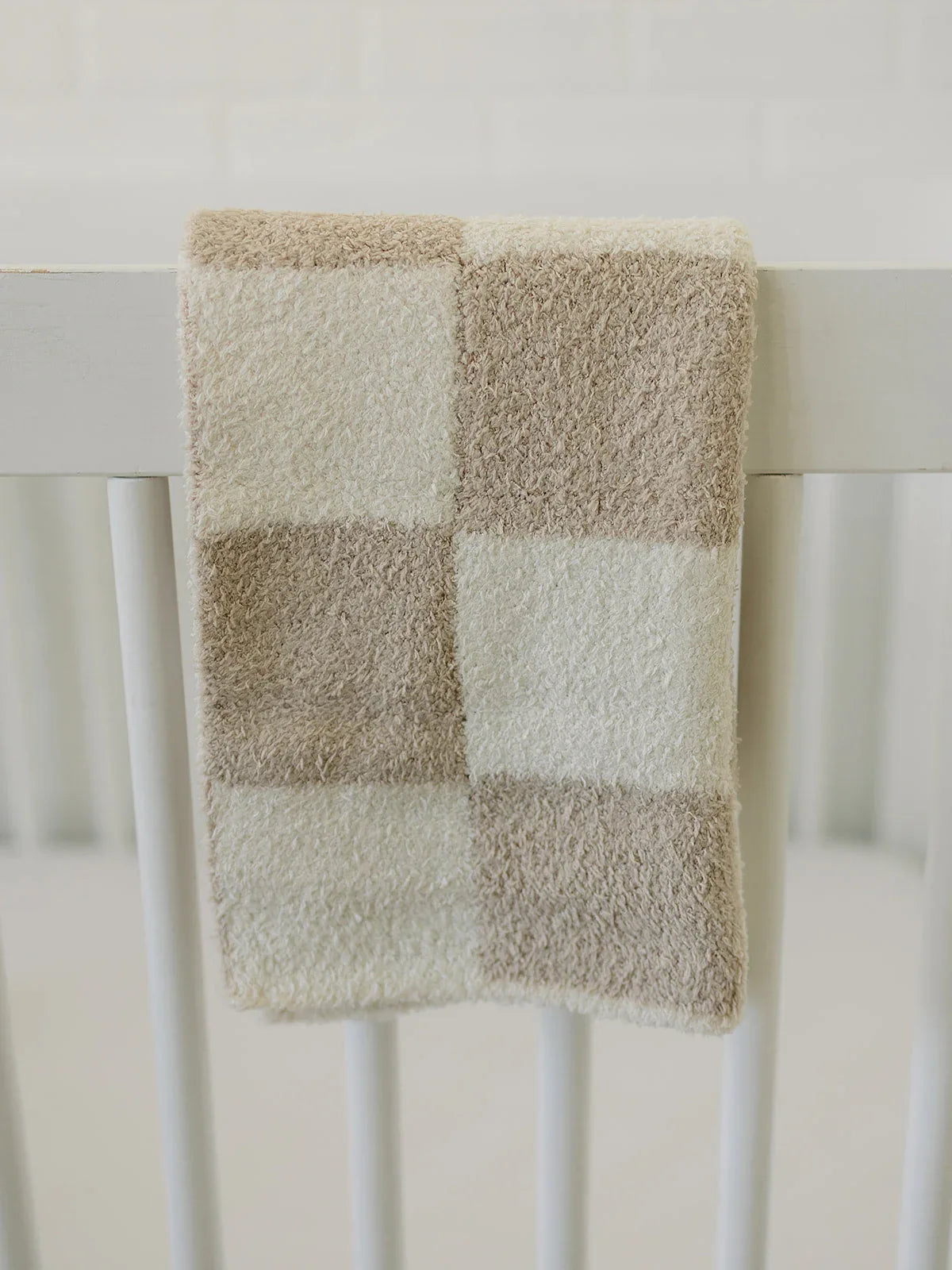 Taupe Checkered Plush Blanket - BIG FRENCHIES