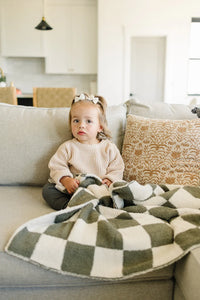 Green Checkered Plush Blanket - BIG FRENCHIES