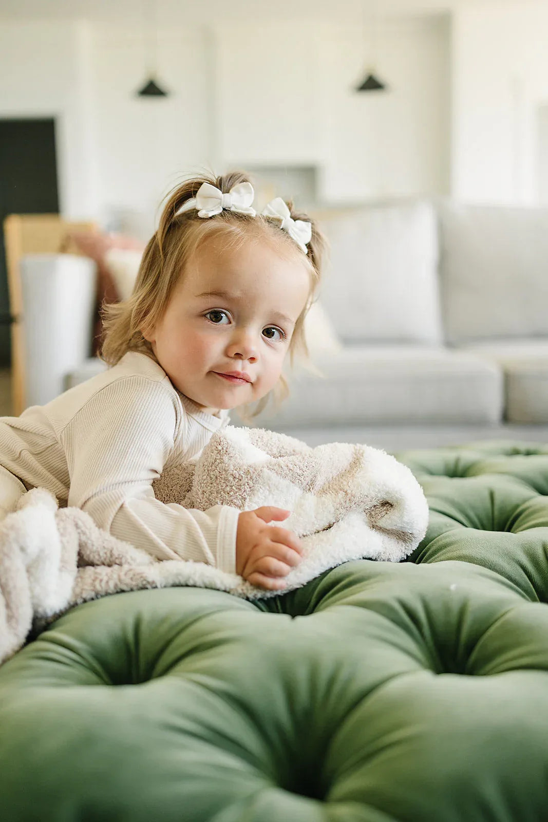 Taupe Checkered Plush Blanket - BIG FRENCHIES