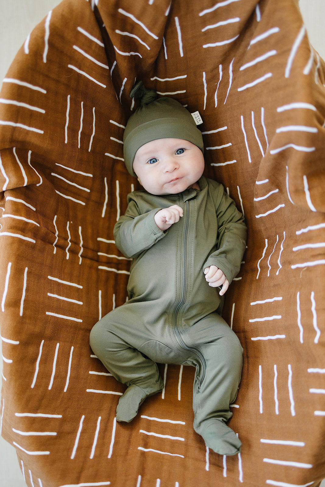 Olive Bamboo Newborn Knot Hat - BIG FRENCHIES