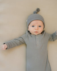Grey Organic Ribbed Newborn Knot Hat - BIG FRENCHIES