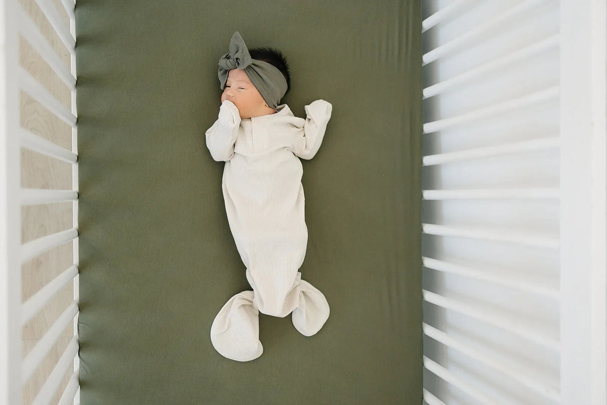 Olive Bamboo Stretch Crib Sheet - BIG FRENCHIES
