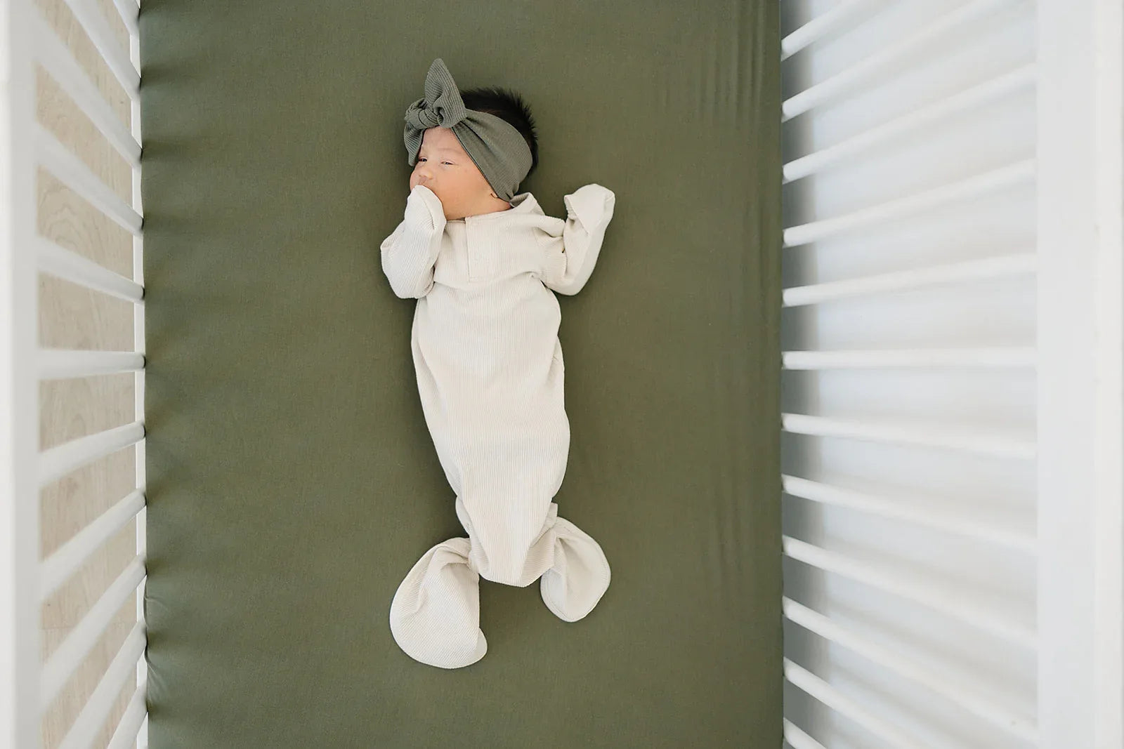 Olive Bamboo Stretch Crib Sheet - BIG FRENCHIES