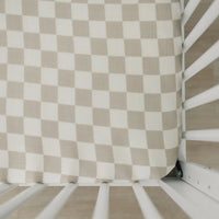 Taupe Checkered Muslin Crib Sheet - BIG FRENCHIES