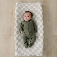 Taupe Checkered Muslin Changing Pad Cover - BIG FRENCHIES