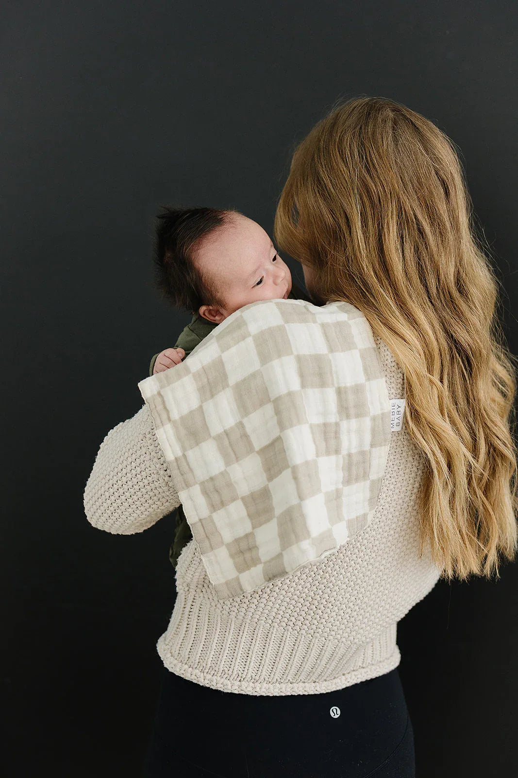 Taupe Checkered Muslin Burp Cloth - BIG FRENCHIES