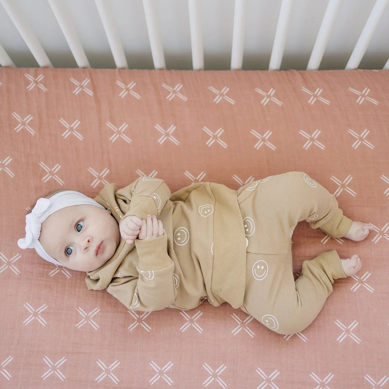 Just Peachy Muslin Crib Sheet - BIG FRENCHIES